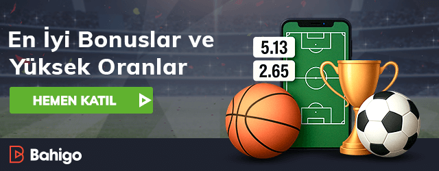 bahis oranları, spor elementleri içeren bahigo logolu görsel